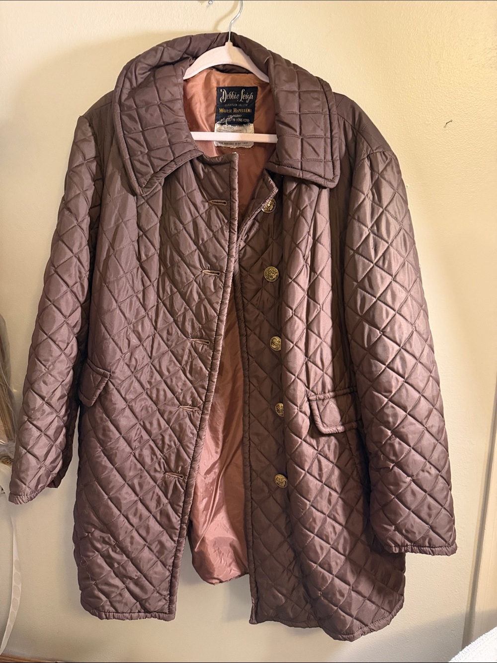 Vintage Quilted Brown Mid-Length Brown Coat